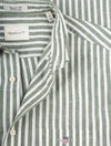Regular Cotton Linen Stripe Short Sleeve Shirt Pine Green