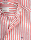 Regular Cotton Linen Stripe Short Sleeve Shirt Sunset Pink
