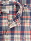 Regular Cotton Linen Check Shirt Dusty Blue Sea