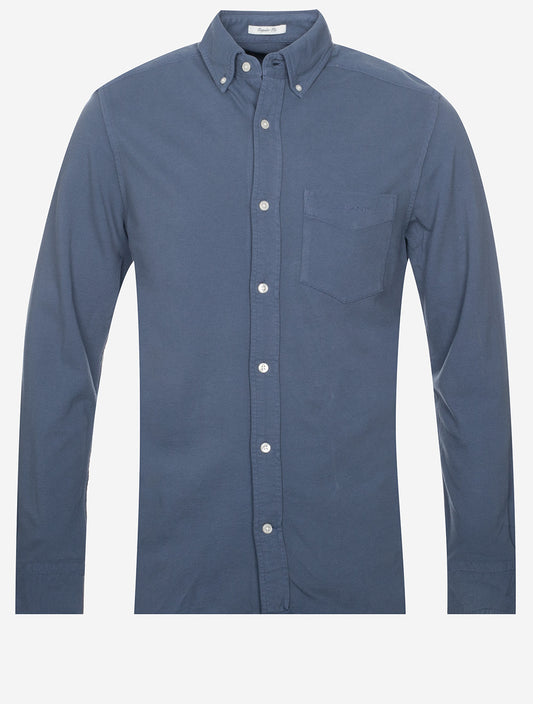 Regular Sunfaded Jersey Pique Shirt Dusty Blue Sea