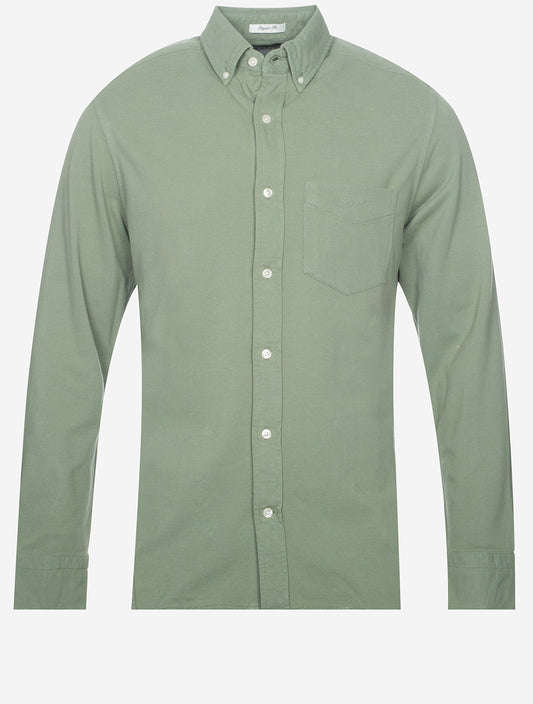 Regular Sunfaded Jersey Pique Shirt Kalamata Green