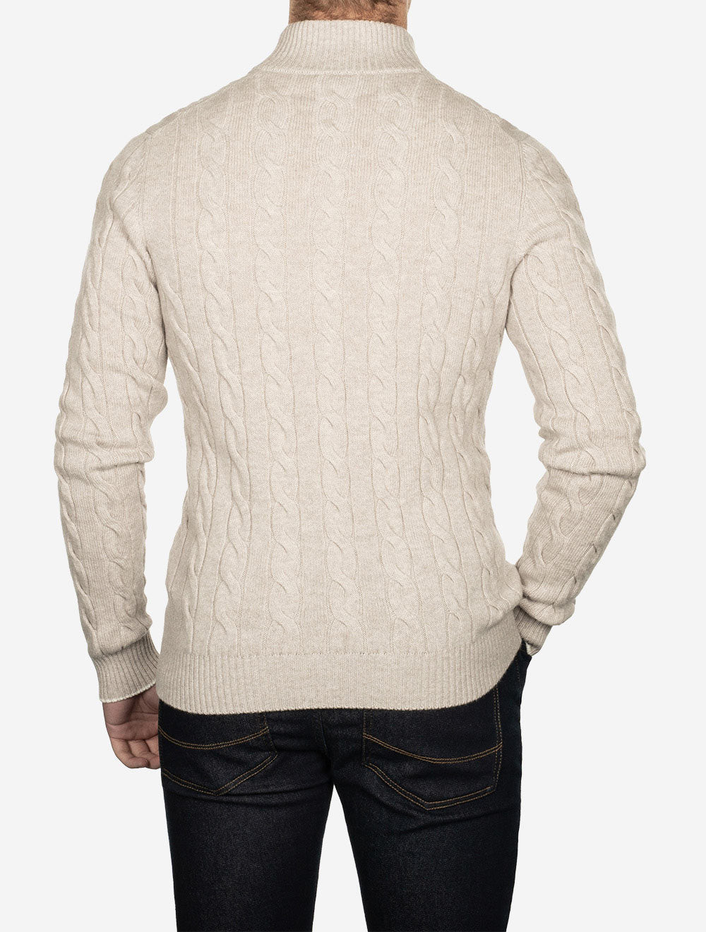 Mock Cable Knit Button Up Stone
