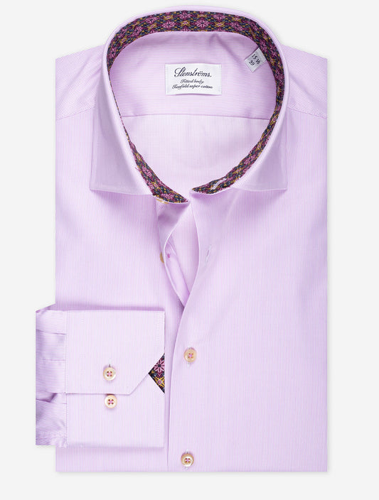 STENSTROMS Striped Contrast Twill Shirt Pink