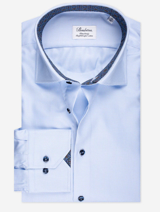 Pattern Inlay Shirt Blue