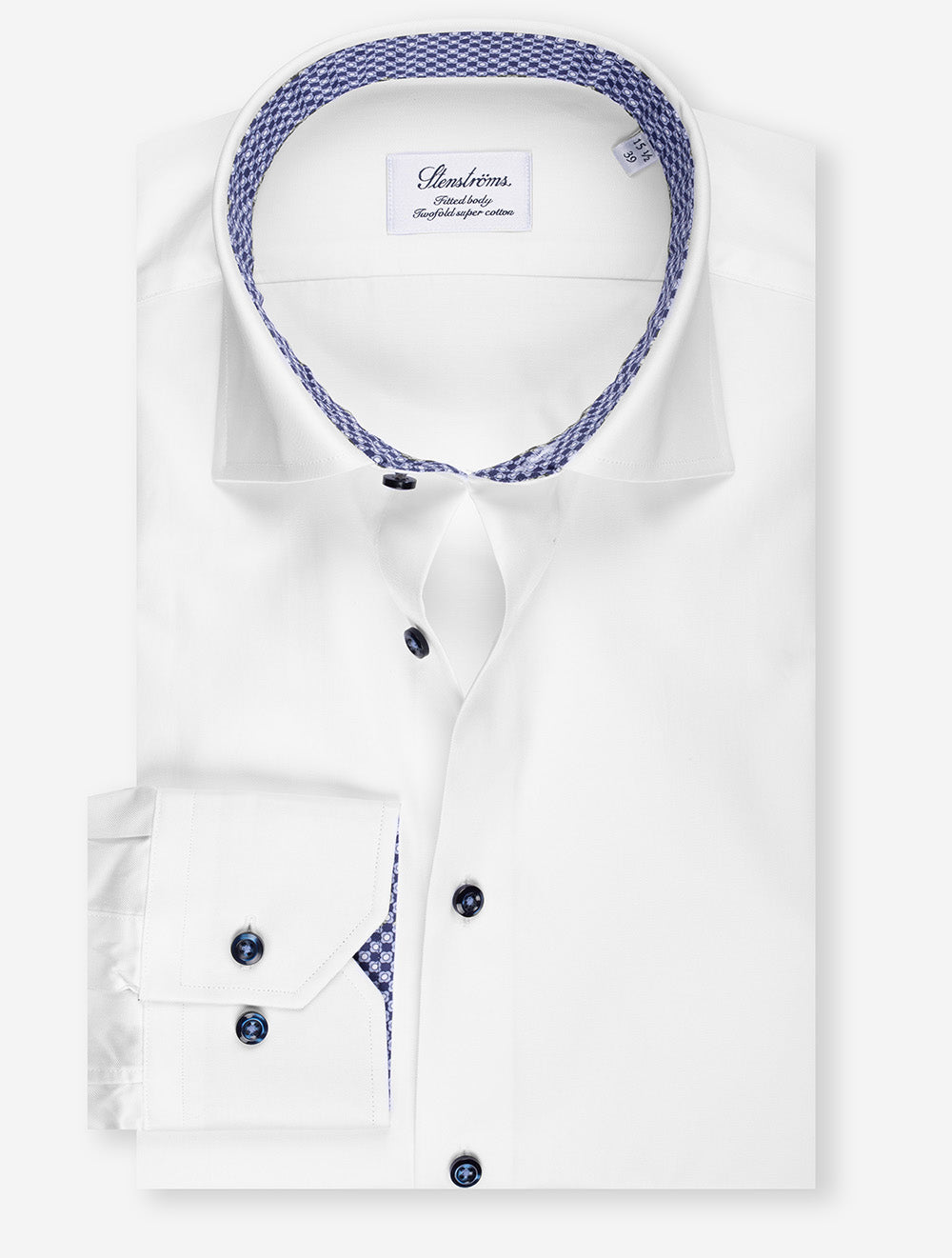 Stenstroms Contrast Inlay Fitted Shirt White