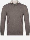 Tricolor Half Zip Knitted Sweater Brown