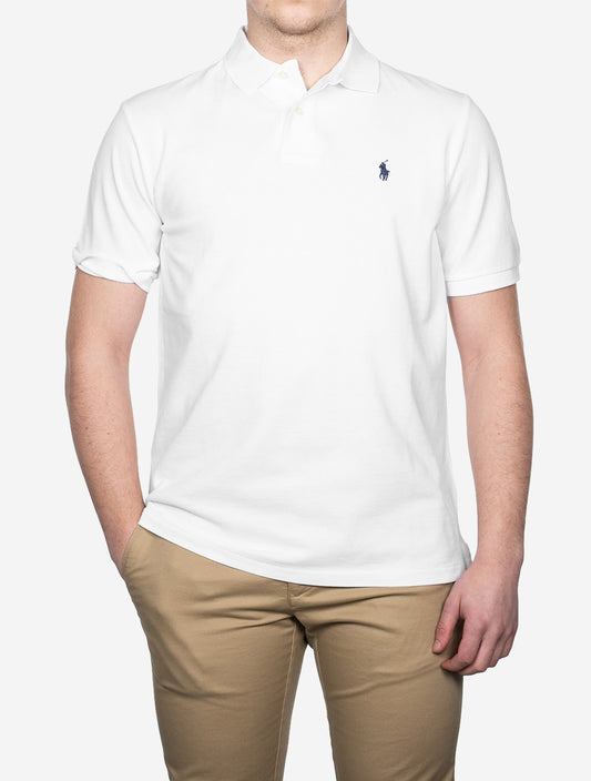 Custom Slim Fit Mesh Polo Shirt White