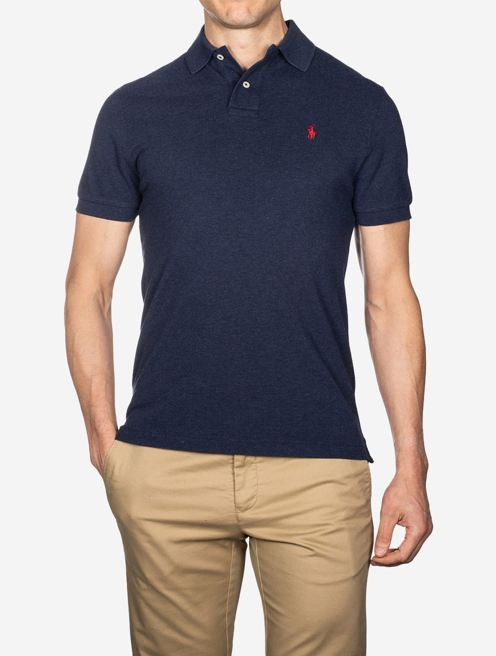 Custom Slim Fit Mesh Polo Shirt Navy