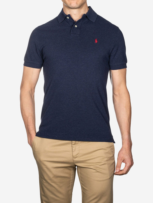 Custom Slim Fit Mesh Polo Shirt Navy