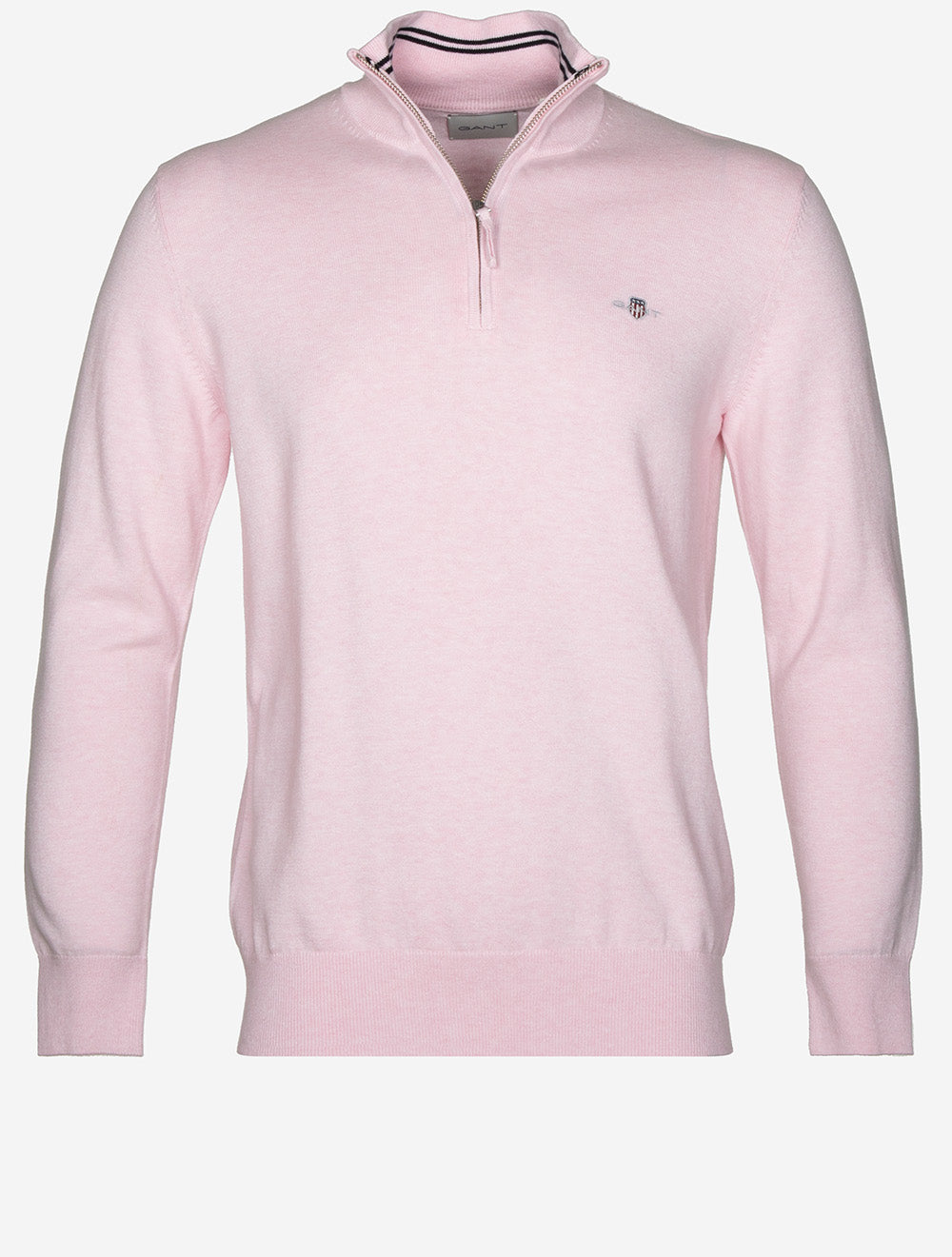 GANT Casual Cotton Half-Zip Cardigan Light Pink Melange Men's
