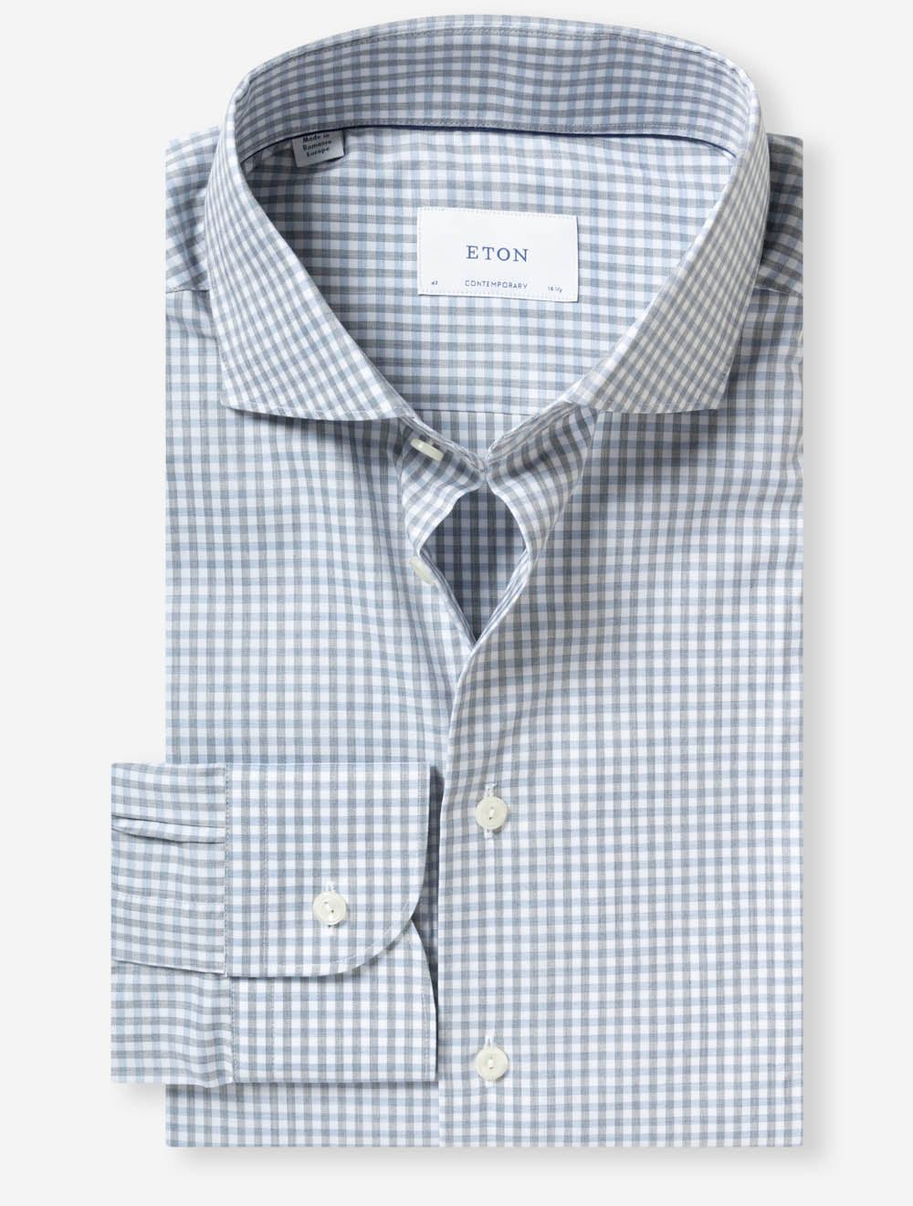 ETON Contemporary Check Fine Twill Shirt Blue