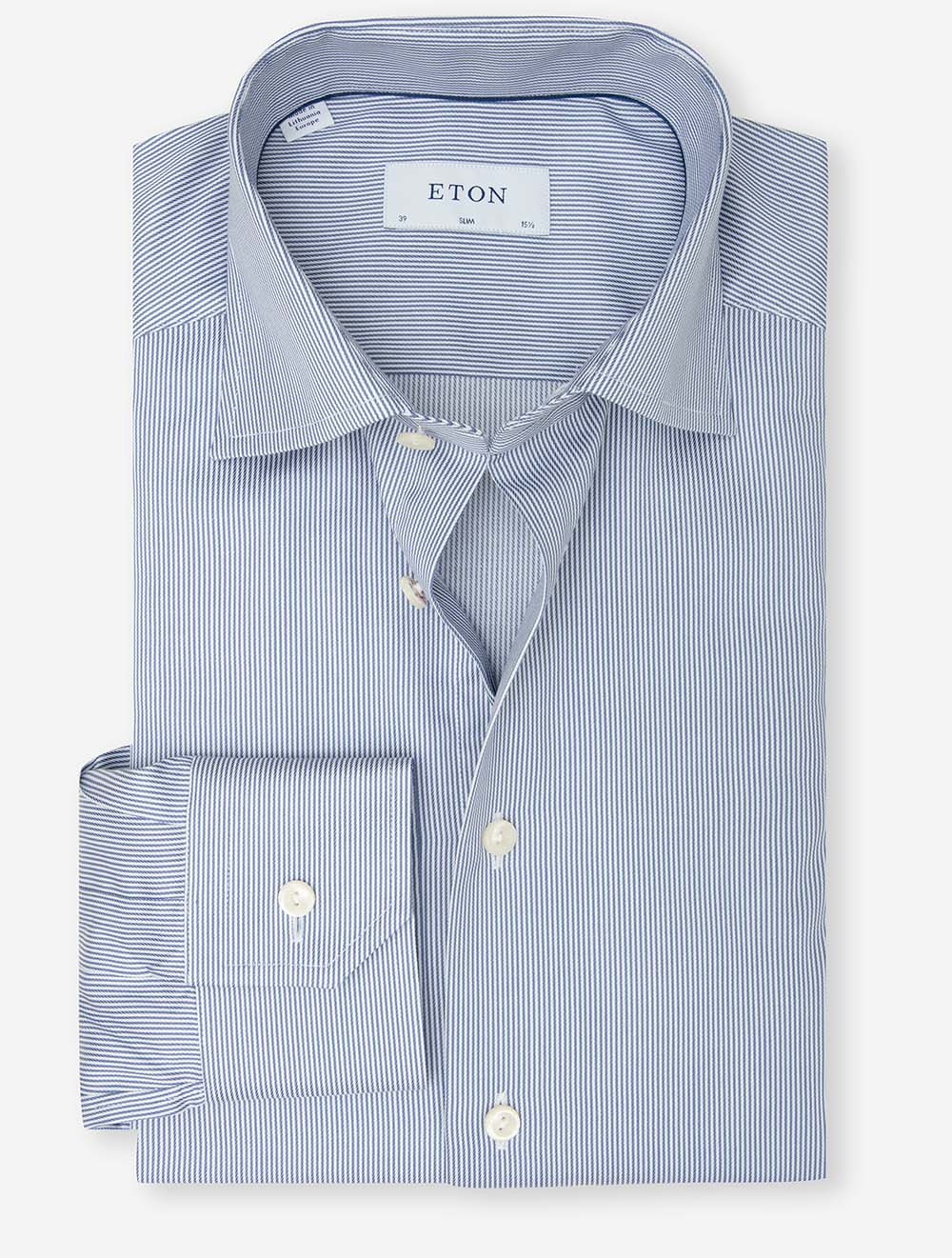 ETON Fine Striped Signature Twill Shirt Blue | Men's Dress Shirts at Louis Copeland & Sons ETON Fine Striped Signature Twill Shirt Blue | Men's Dress Shirts at Louis Copeland & Sons