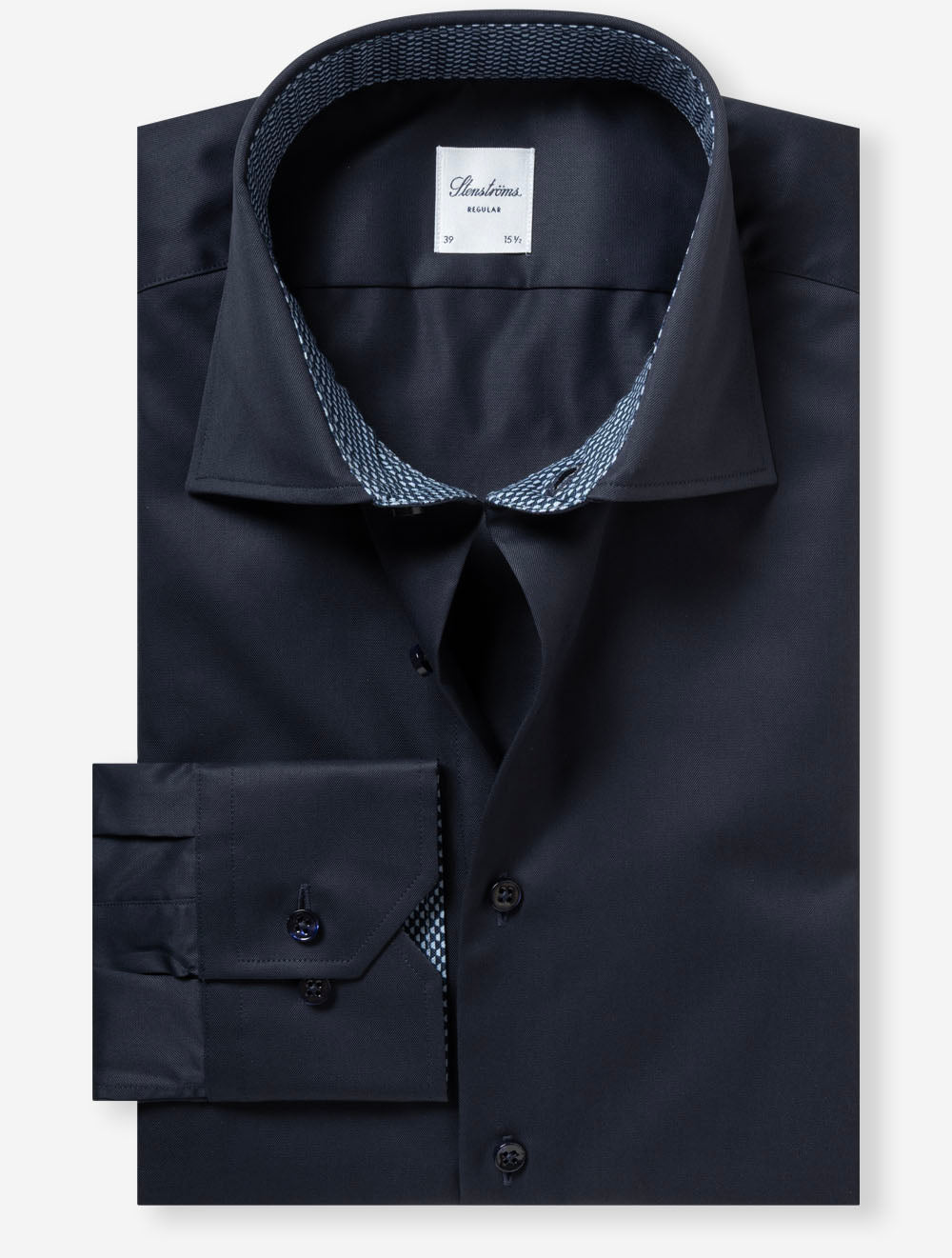 Stenströms Regular Plain W/Inlay Shirt Navy