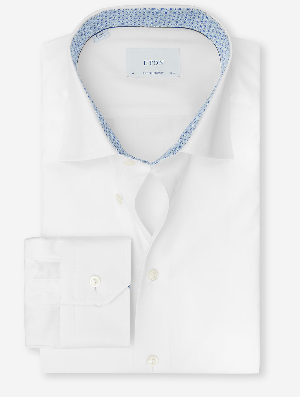 slim fit dress slacks Eton Geometric Inlay Contemporary Fit Shirt White