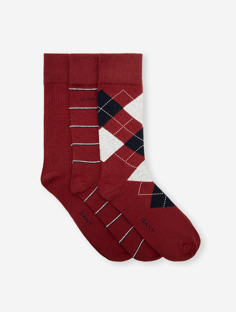GANT Argyle and Stripe 3-Pack Socks Plumped Red