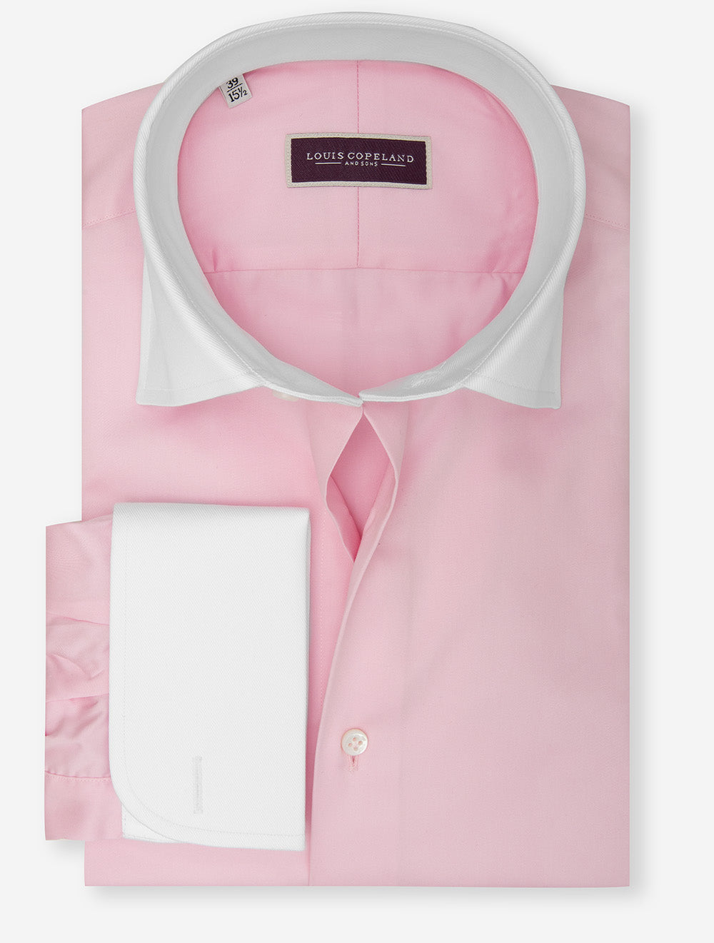 Louis Copeland Contrast Collar and Cuff Slim Fit Shirt Pink
