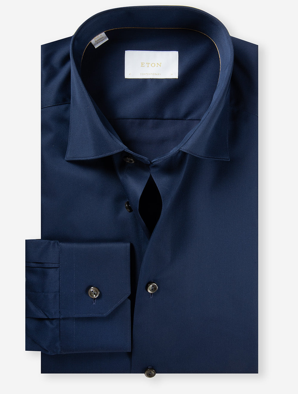 Eton Contemporary Fit Elevated Twill Shirt Navy