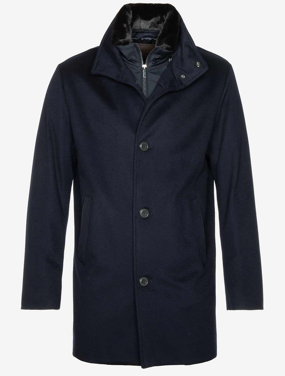 Paul & Shark Cashmere Car Coat Navy | Luxury Outerwear at Louis
