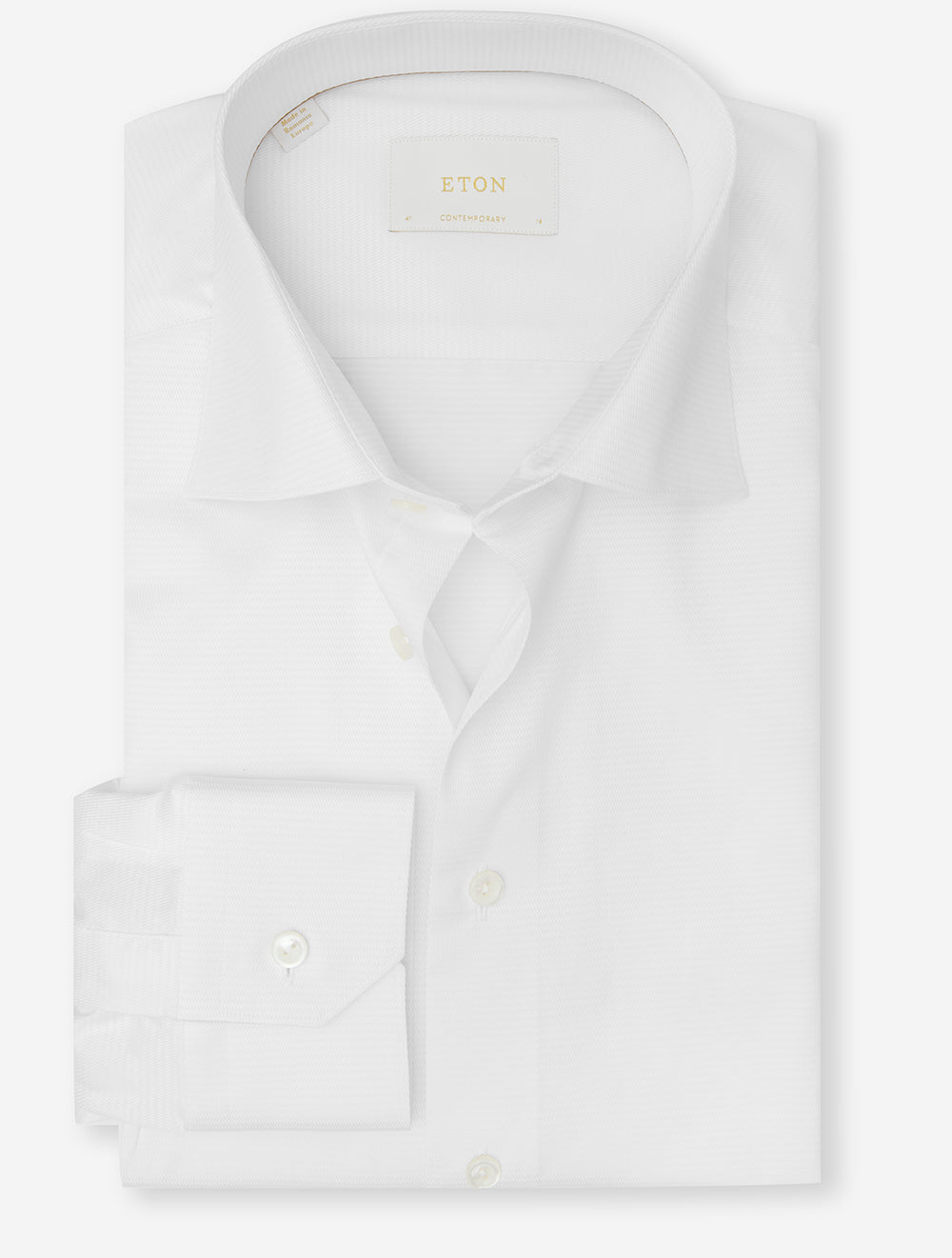 ETON Contemporary Fit Button Front Textured Shirt - White