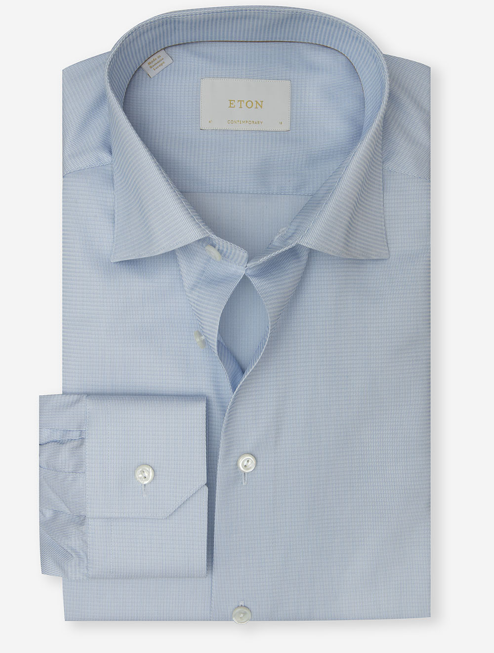 Eton Semi Solid Textured Shirt Blue | Contemporary Fit
