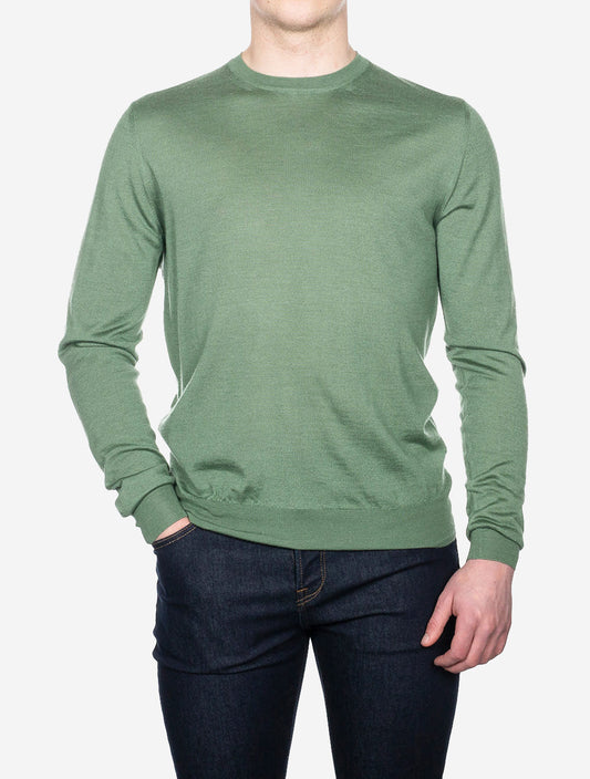 Crew Neck Long Sleeve Sweater Green