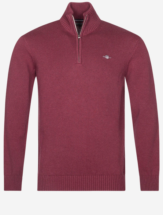 Casual Cotton Half Zip Plumped Red
