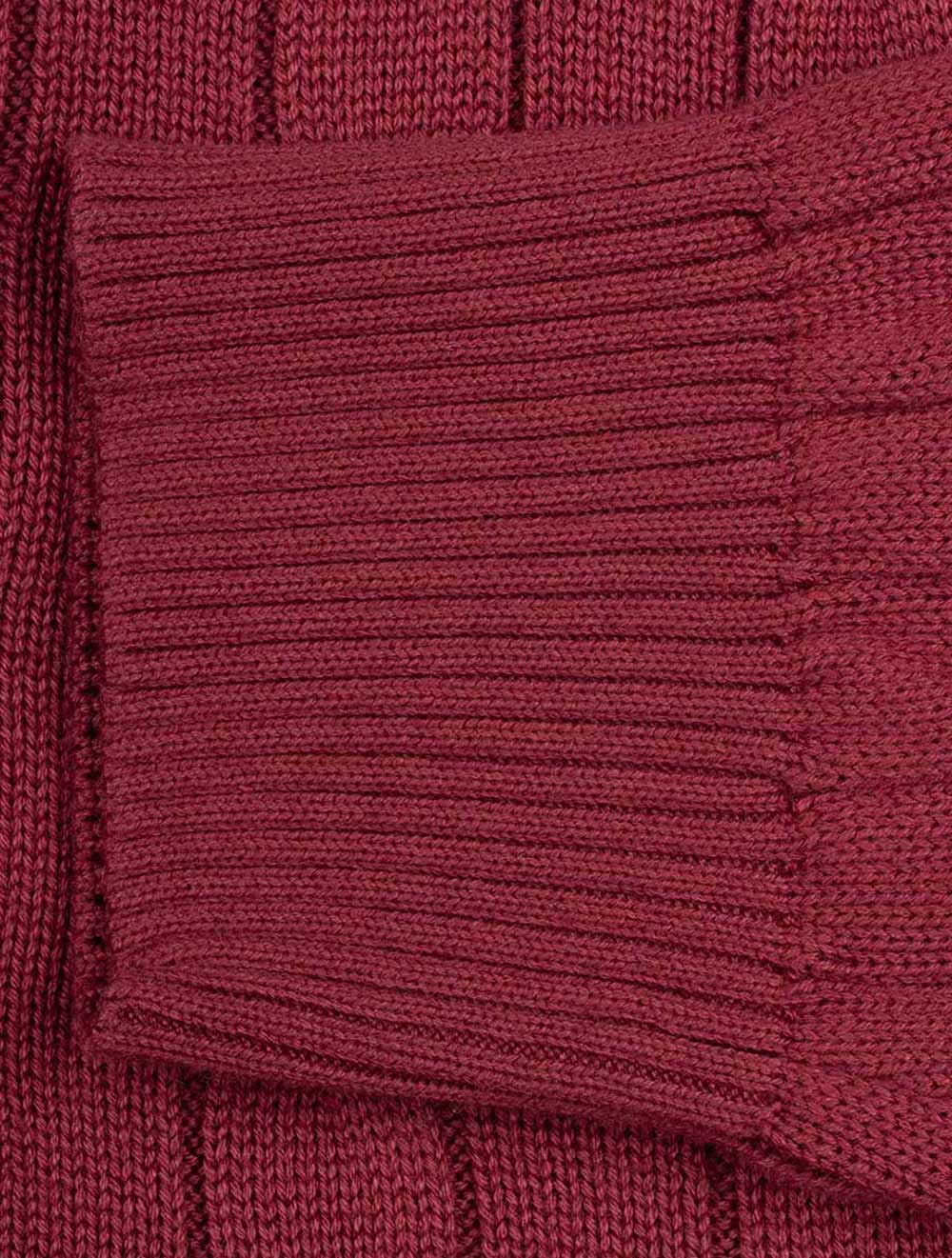Cotton Cable Crew Neck Plumped Red