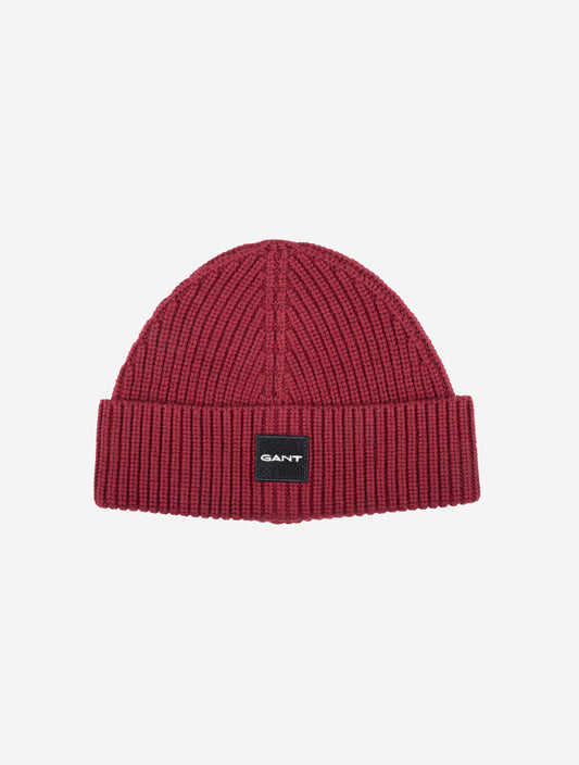 Unisex Cotton Rib Knit Beanie Plumped Red