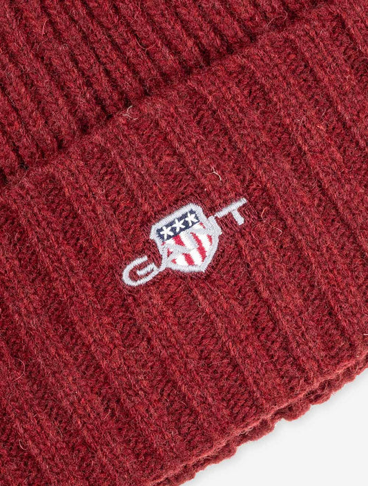 Unisex Shield Wool Beanie Plumped Red