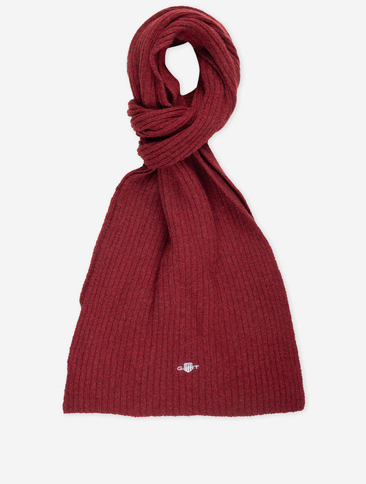 Unisex Shield Wool Knit Scarf Plumped Red