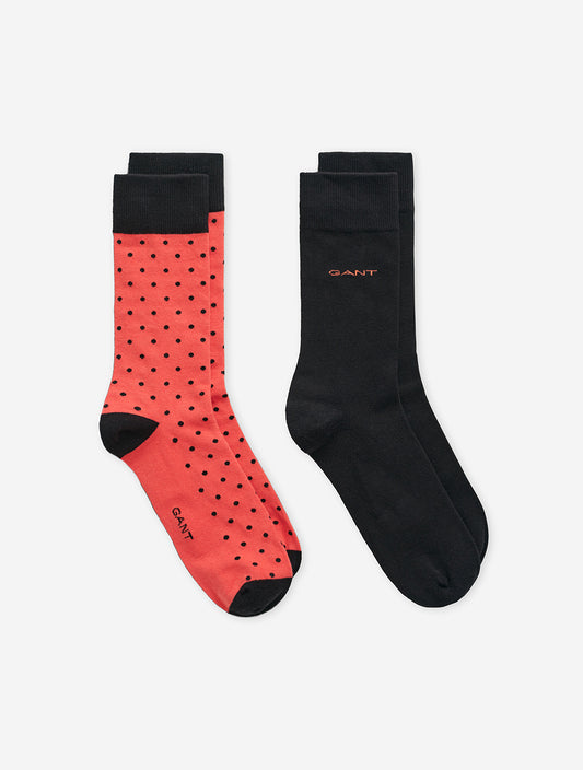 Dot and Solid Socks 2 Pack Sunset Pink