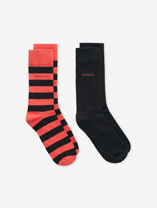 Barstripe and Solid Socks 2 Pack Sunset Pink