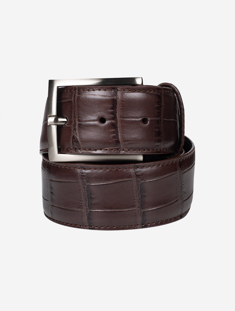 Elliot Rhodes Leather Crocodile Print Belt Chocolate | Accessories
