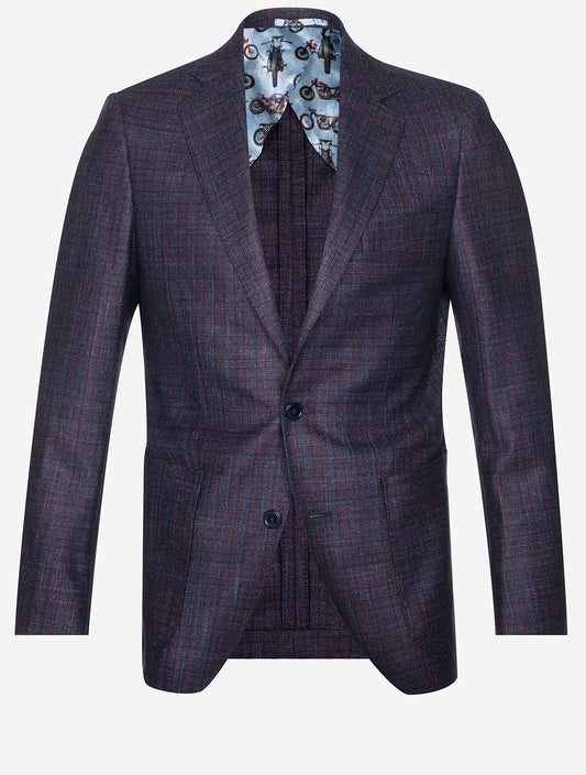 Red Subtle Check Sports Jacket Navy