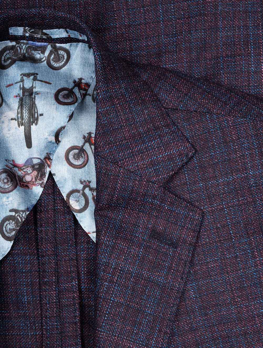 Red Subtle Check Sports Jacket Navy