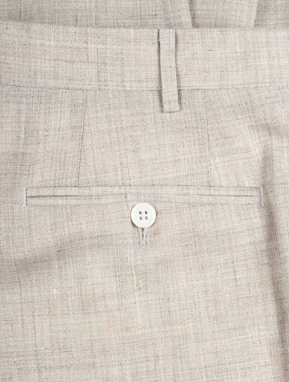 Wool Silk Linen Trouser Beige