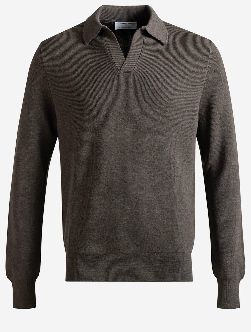 Gran Sasso Long Sleeve Tennis Polo Knit Brown | Men's Luxury