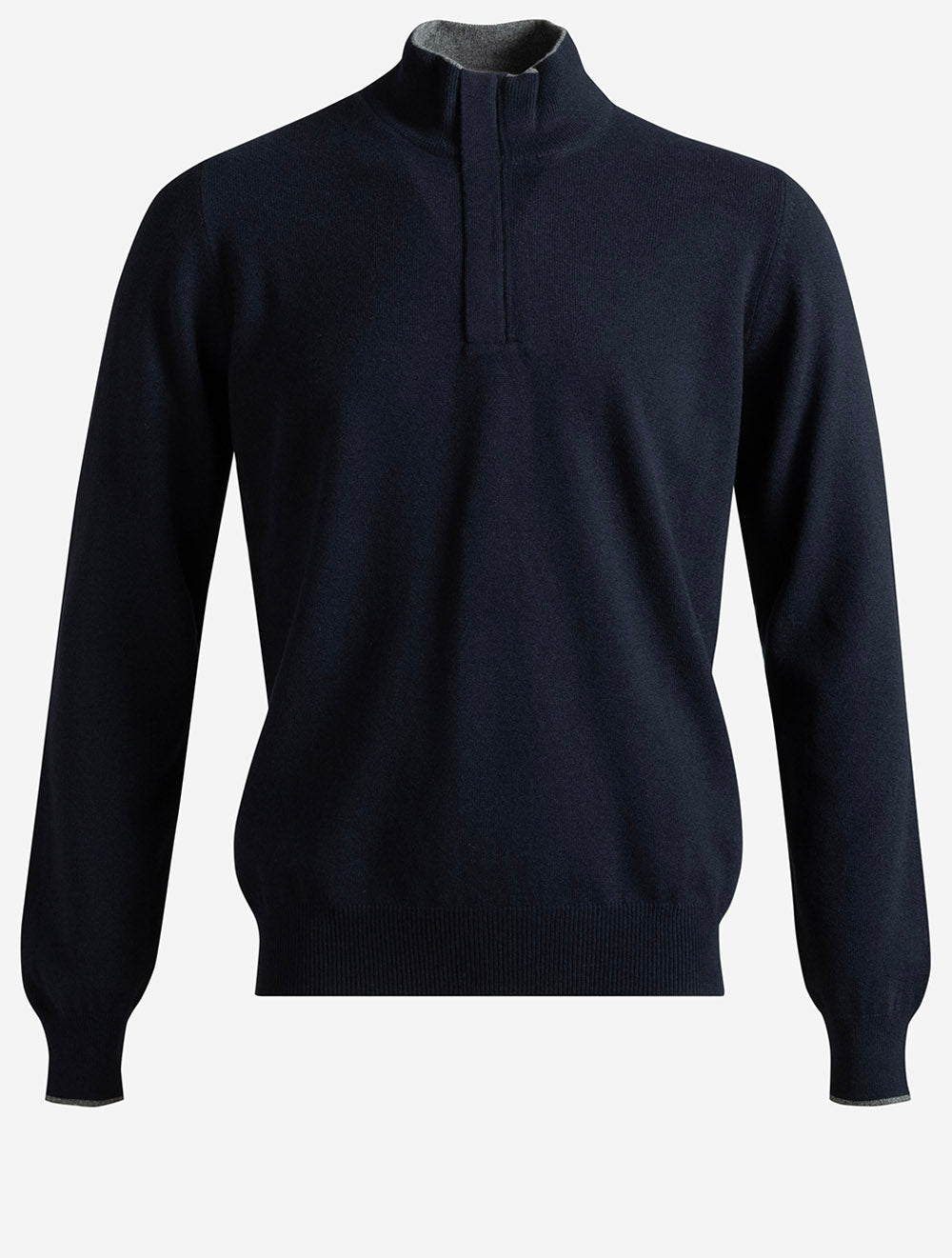 ニット+セーター Tamme SLIT 3D KNIT PO NAVY Gran Sasso Mock Zip Knit Jumper Navy | Men's Luxury Knitwear at
