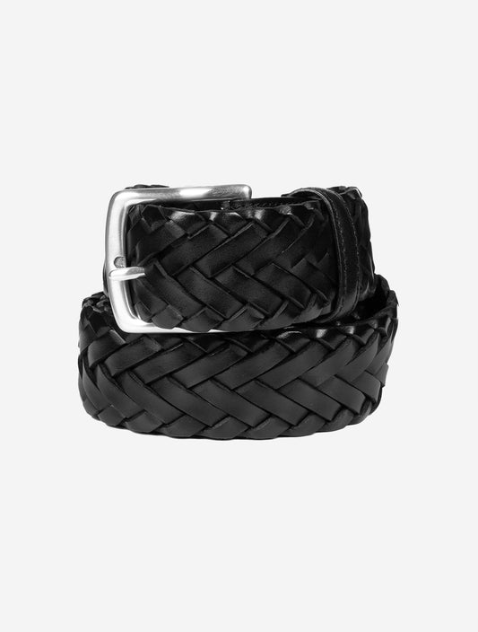 Leather Handweave Belt Black