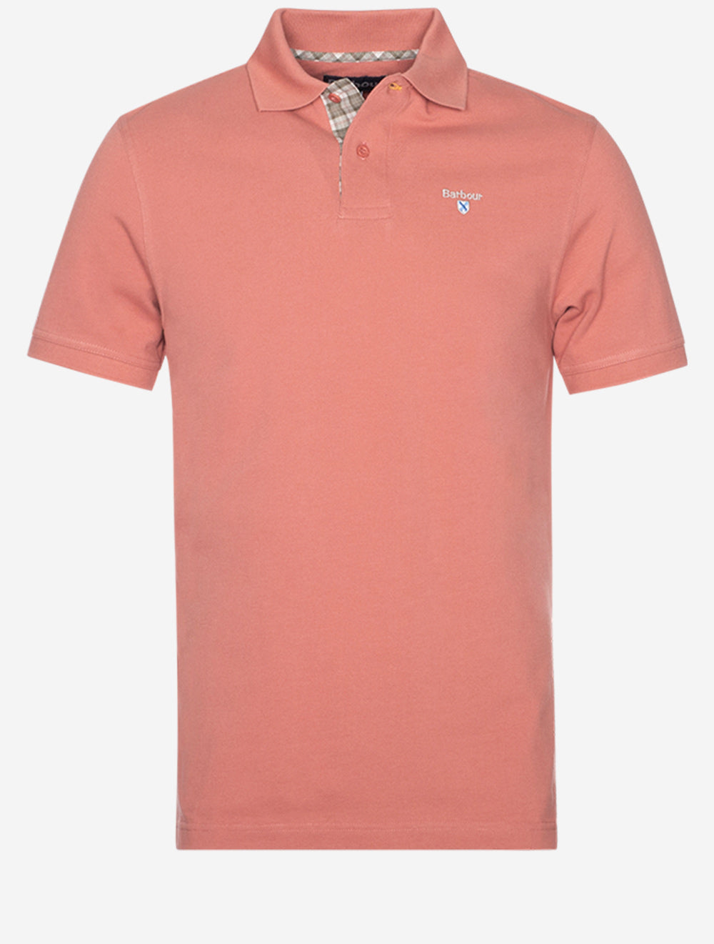 Barbour Tartan Pique Polo Pink Clay Luxury Men's Polo Shirts at