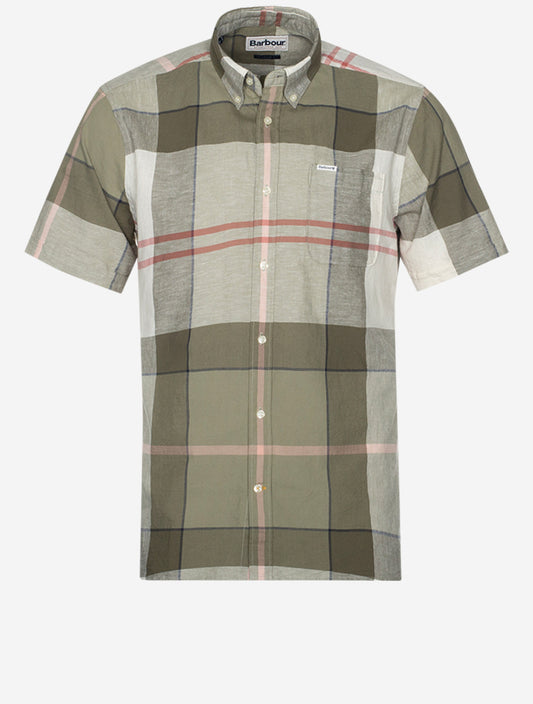 Douglas Short Sleeve Tailored Shirt Glenmore Olive Tartan