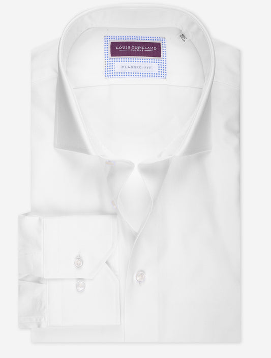 LOUIS COPELAND Pinpoint Classic Fit Single Cuff Shirt White
