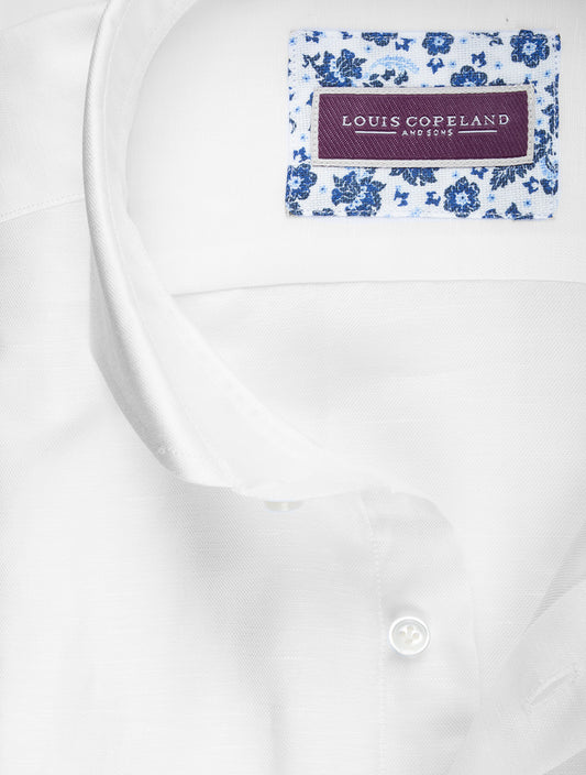 LOUIS COPELAND Linen Mix Twill Shirt White