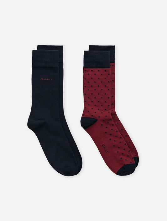 GANT Dot & Solid Socks 2 Pack Plumped Red