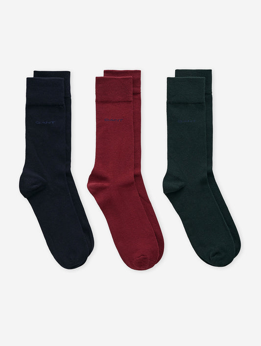 GANT Soft Cotton Socks 3 Pack Plumped Red