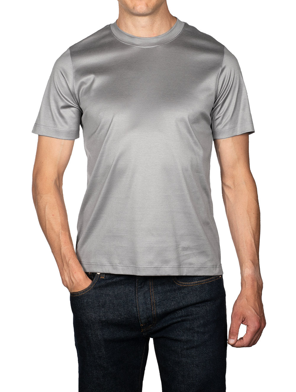 Slim Fit Crew Neck T-Shirt Light Grey
