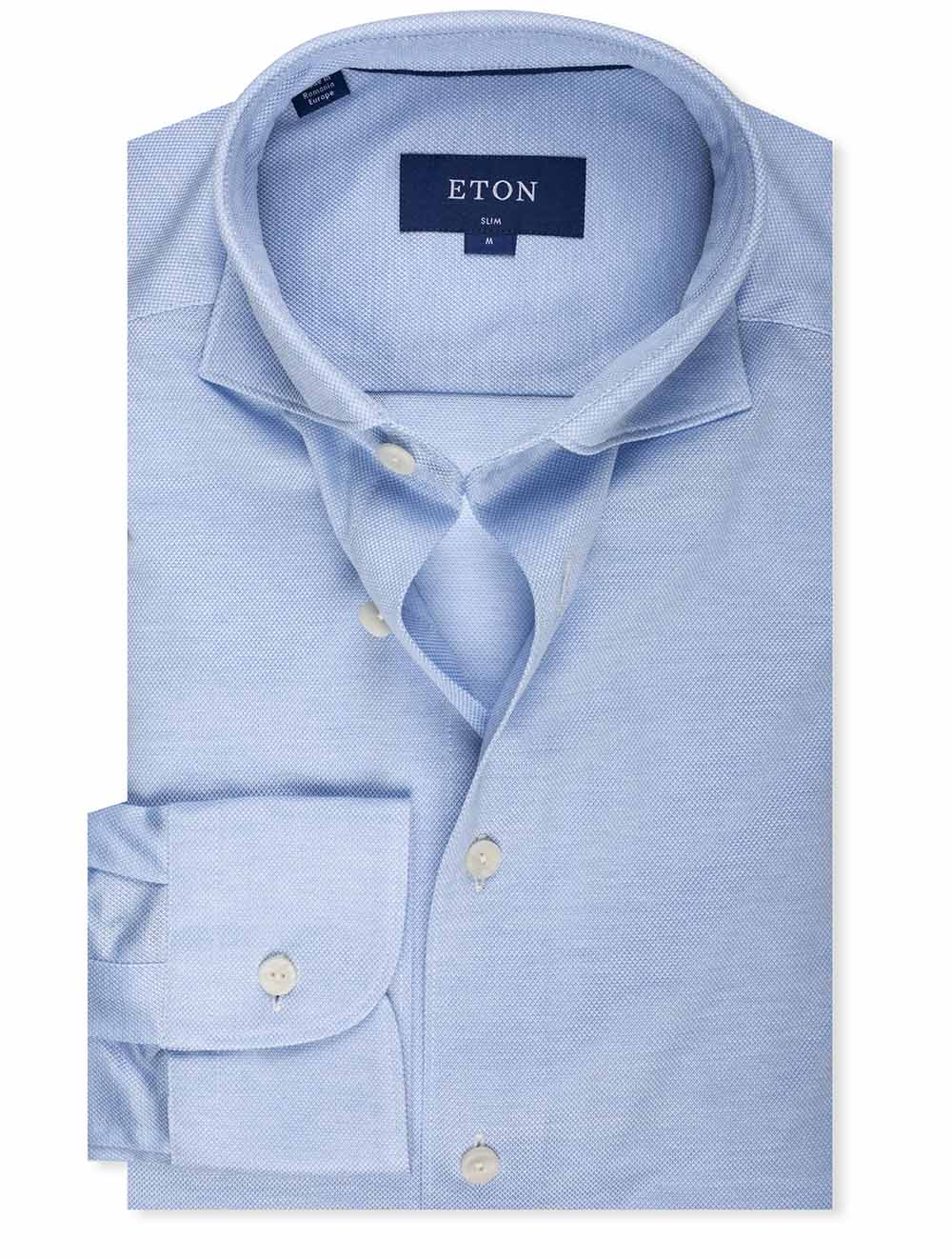 Eton Slim Fit Pique Oxford Shirt Blue Stylish Men's Casual