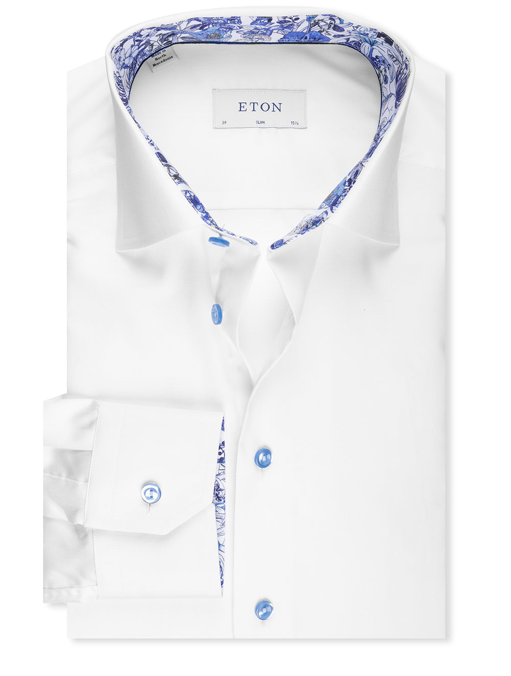 Eton Flower Inlay Slim Shirt White