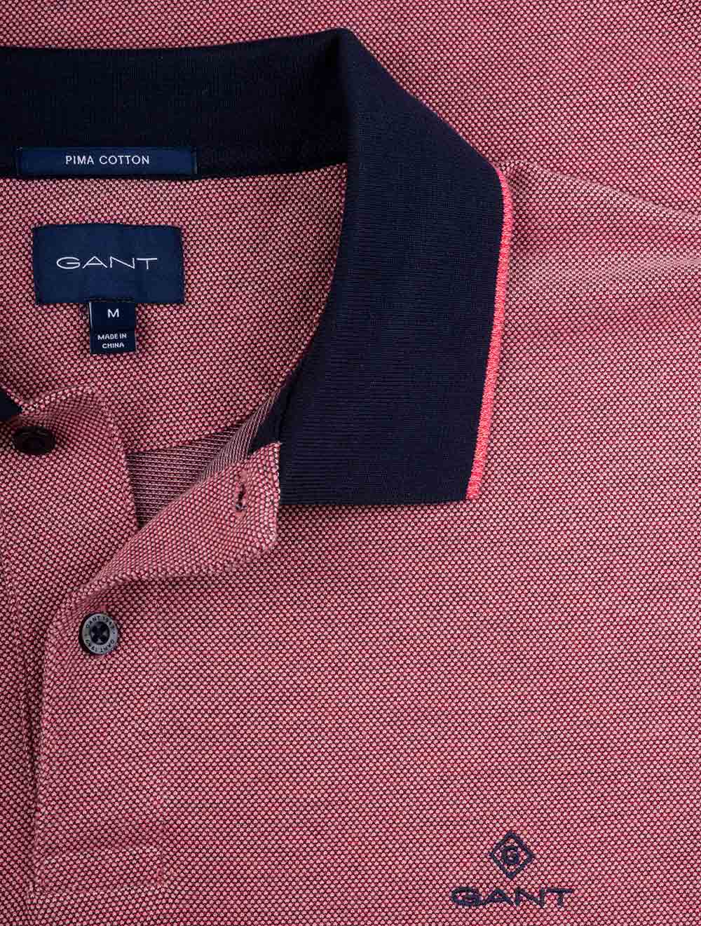 GANT 4-colour Oxford Pique Ss Rugger Sunset Pink
