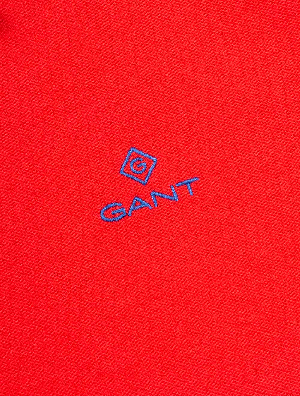 GANT Bright Red Contrast Collar Pique Short Sleeved Rugger 